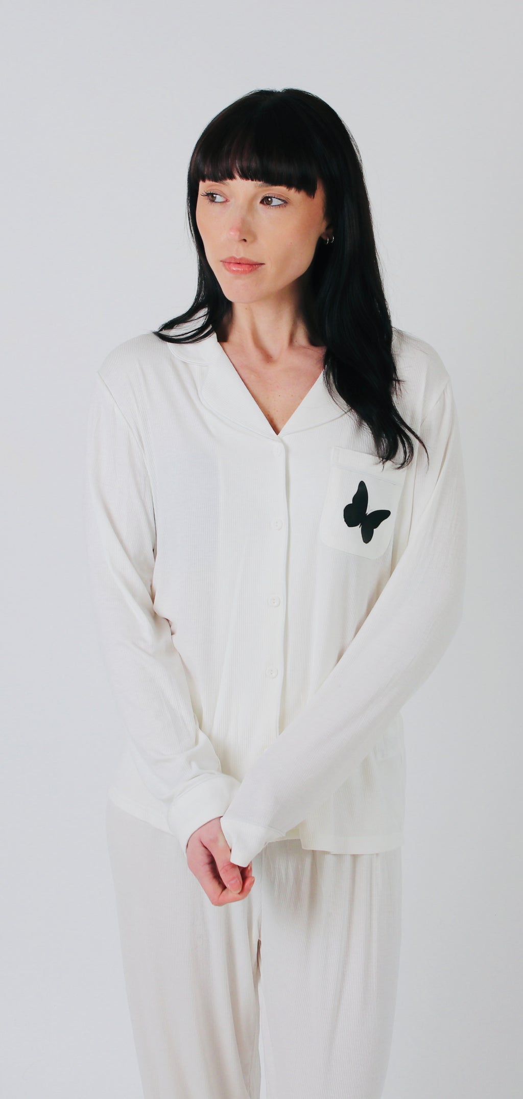 Essential Soft Stretch Butterfly Pyjama Set - White