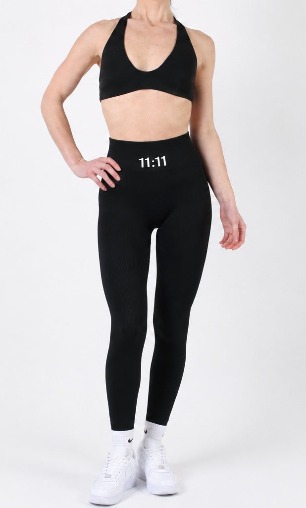 11:11 - Ribbed Women’s Black Seamless Sculpt Gym High Waisted Leggings