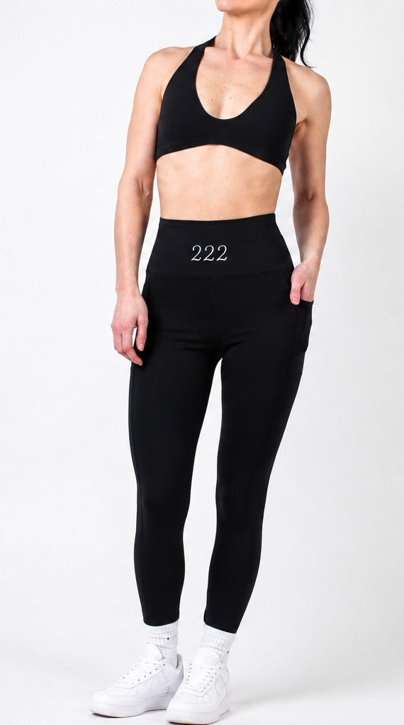 222 - Black Women’s High Waisted Gym Leggings with Pockets