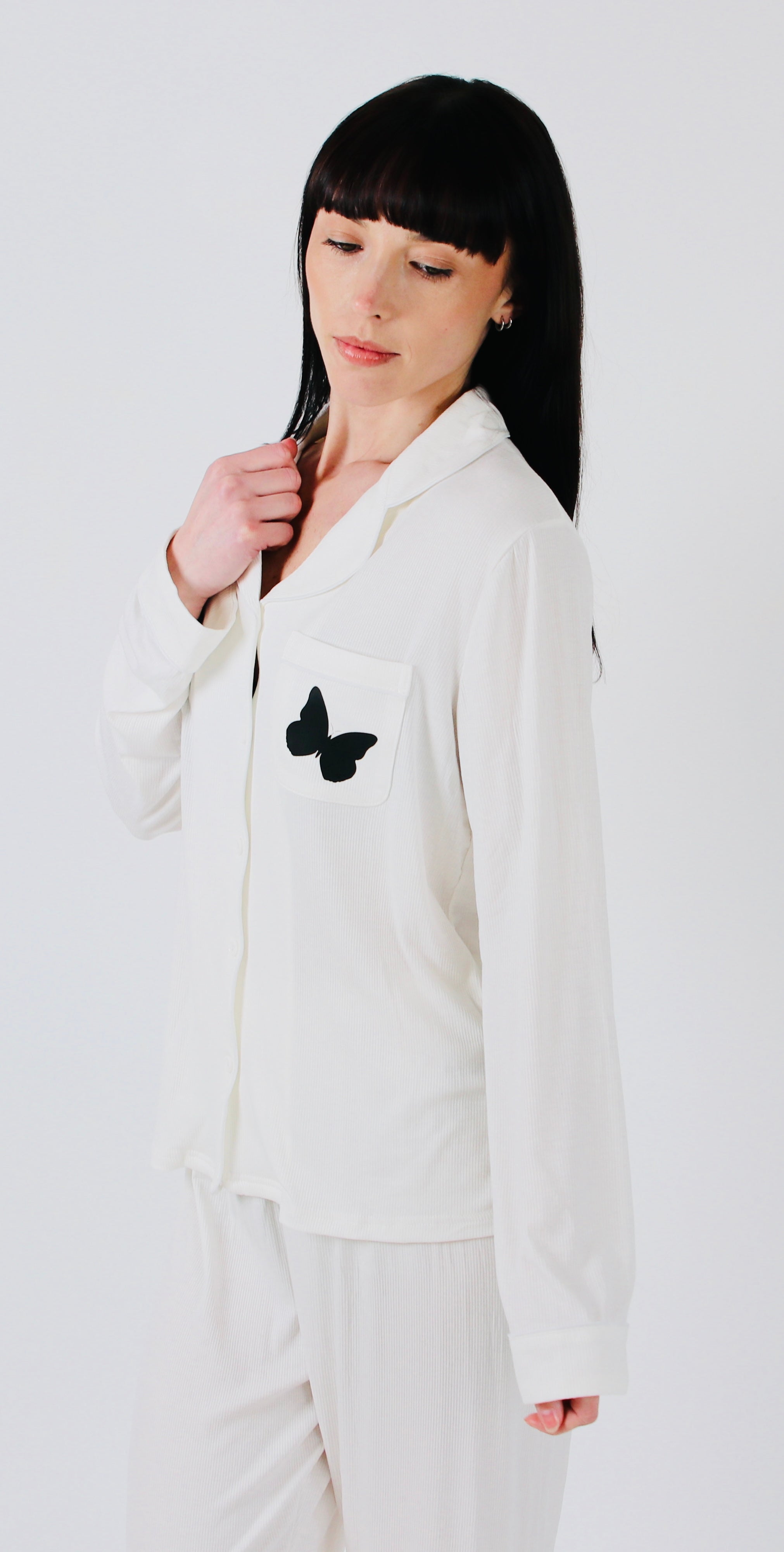 Essential Soft Stretch Butterfly Pyjama Set - White