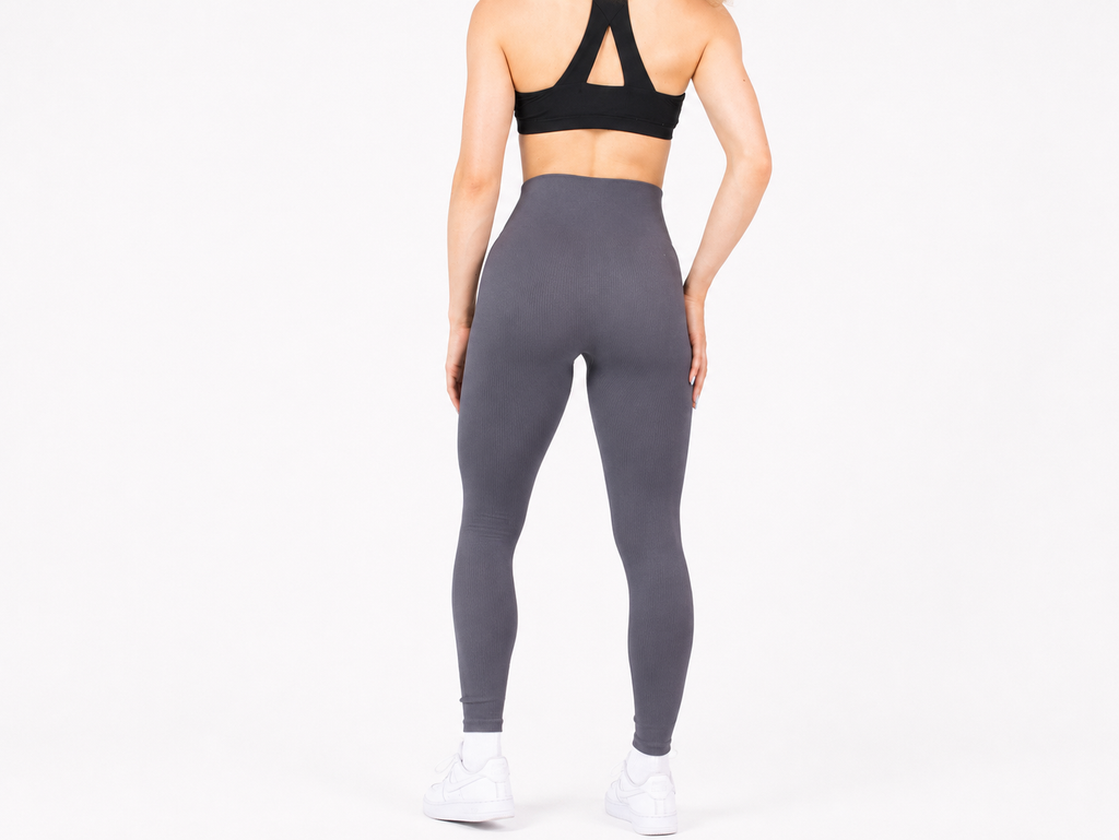 11:11 Ribbed Seamless High-Waist Leggings – Charcoal Grey